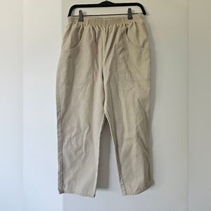 Tan Cropped Ankle Pants with Relaxed Fit 100% Cotton